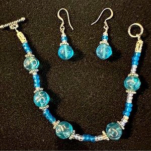 Handmade bracelet and earrings